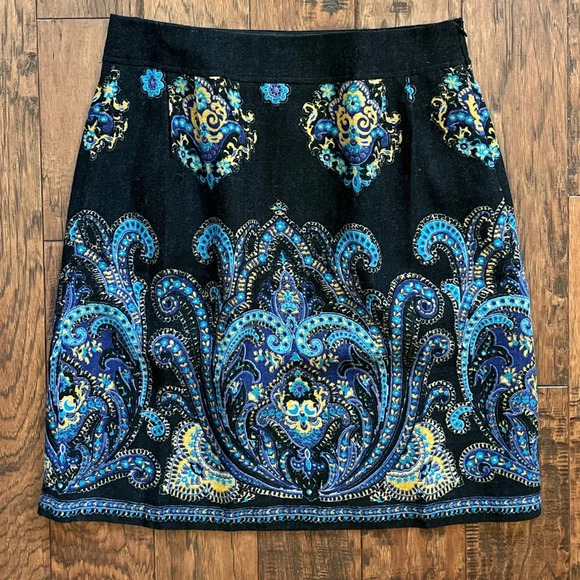 Lands' End Dresses & Skirts - Lands' End Black Wool Paisley Lined Career Zip Pencil Straight Skirt, Size 10P